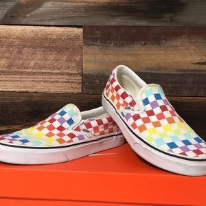 Women’s Rainbow checkered van shoes